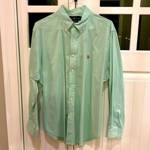 Ralph Lauren polo men’s large green button down shirt cotton green 17 34/35 XL